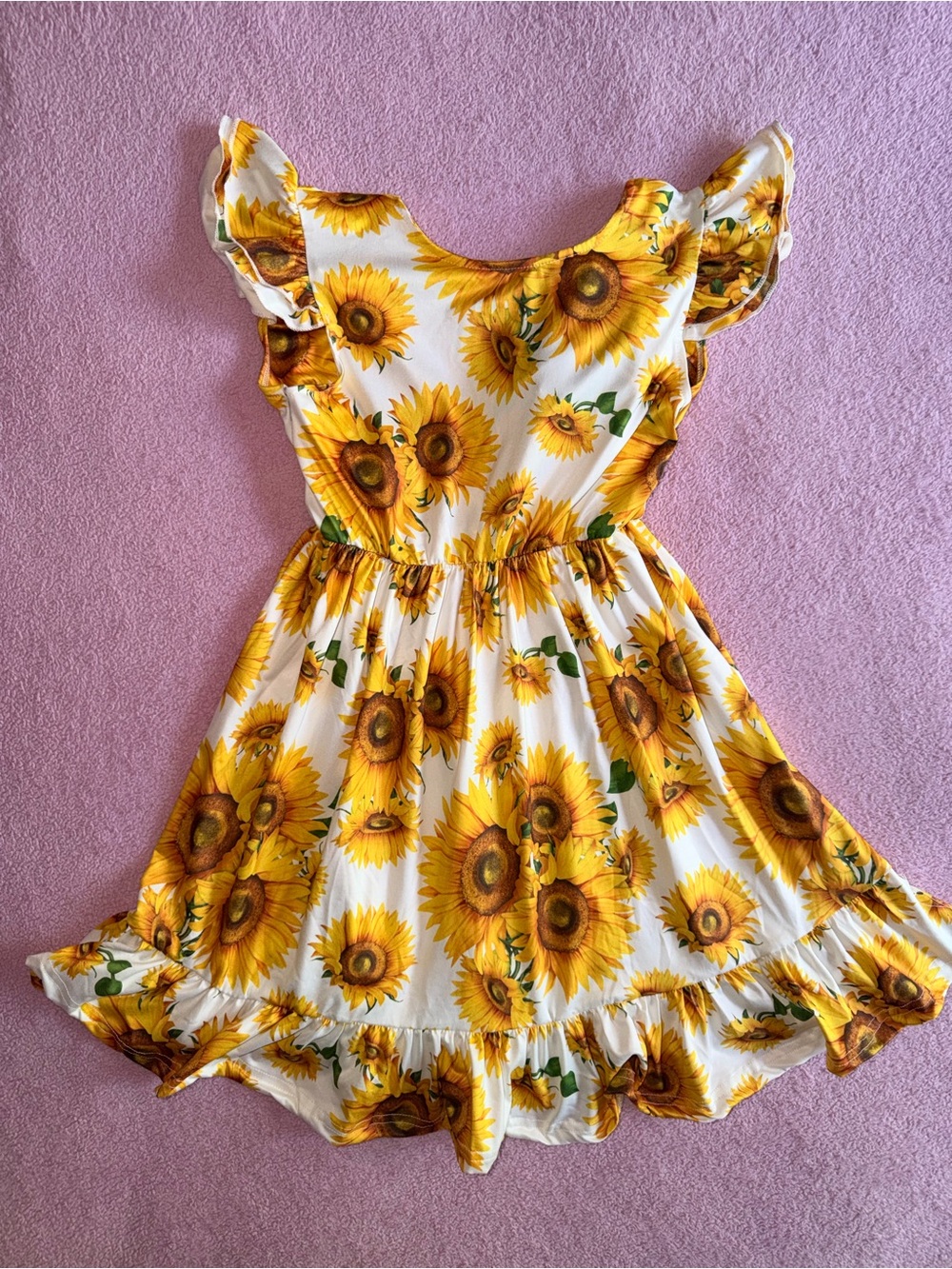 Sunflower Print Girls' Sundress - Yellow